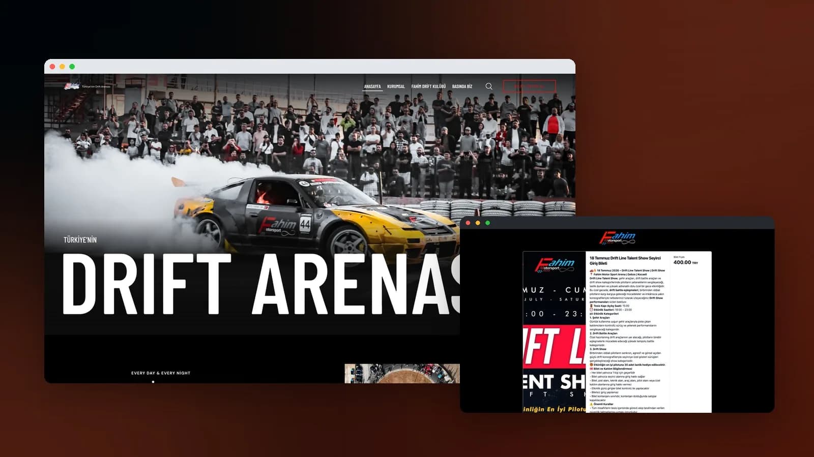 Fahim Motorsport Arena — Website and E-Ticketing System